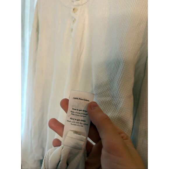 Tecovas Men’s White Waffle Knit Henley - Picture 6 of 7